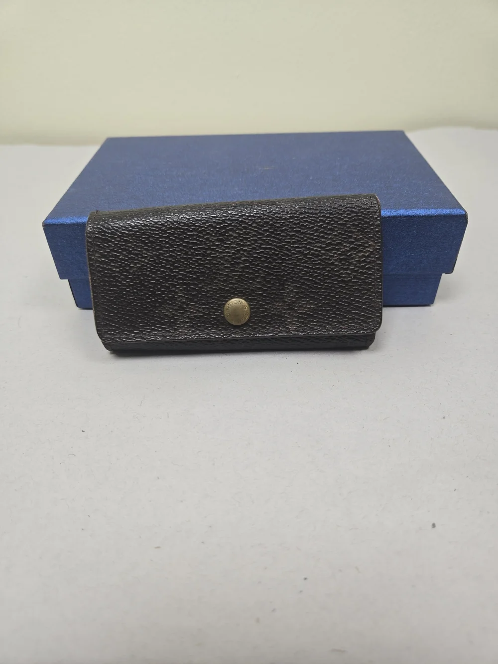Louis Vuitton Dark Brown Textured Leather Key & Card Holder with Brass Snap